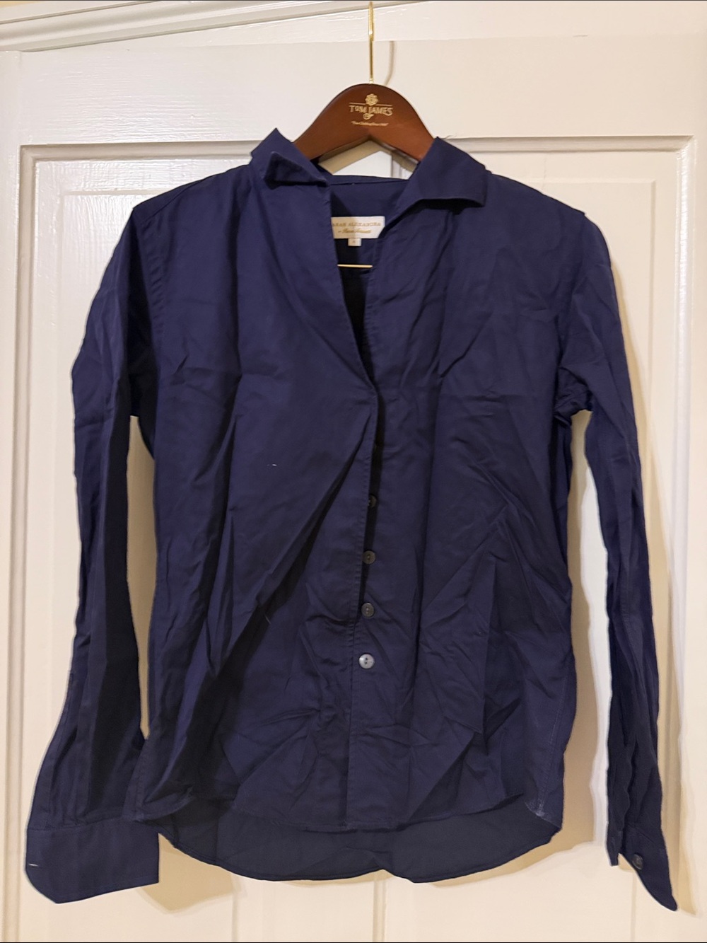 Women’s Navy Long-Sleeve Button Down Shirt